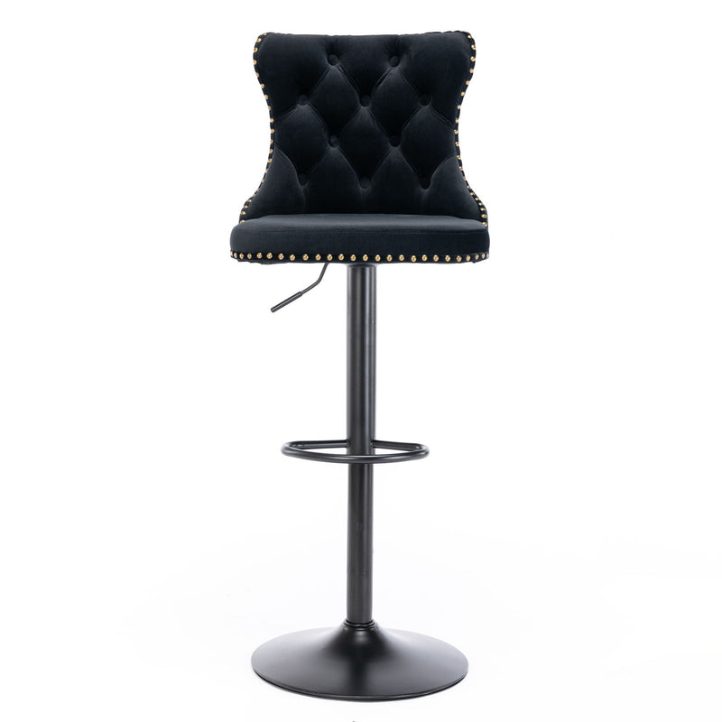 Swivel Barstools Adjusatble Seat Height, Modern Upholstered Bar Stools With Backs Comfortable Tufted For Home Pub And Kitchen Island (Set of 2)
