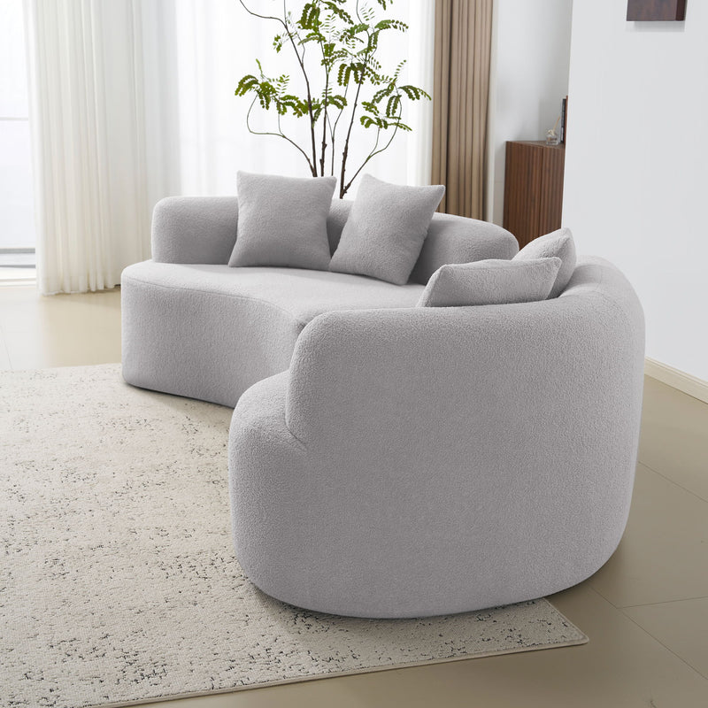 Curved 4 Seater Sofa For Small Spaces - Gray