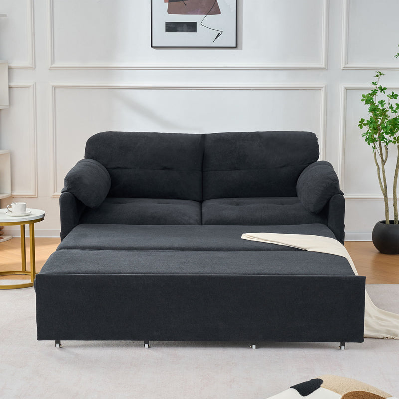 Convertible Pull Out Sofa Bed Queen Size, 3 In 1 With Side Storage