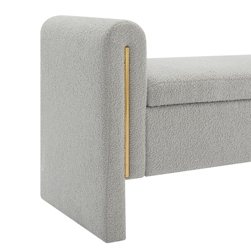 Modern Teddy Upholstered Large Bed End Bench With Arms And Storage