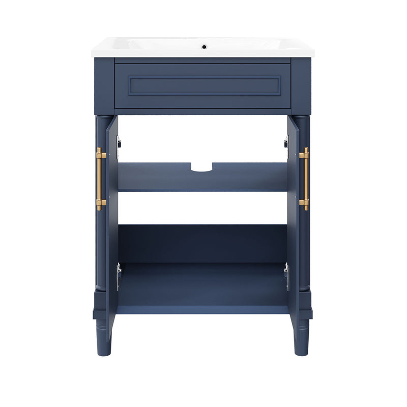 Bathroom Vanity With Integrated Sink, 2 Door Cabinet, Single Sink For Small To Medium Bathrooms