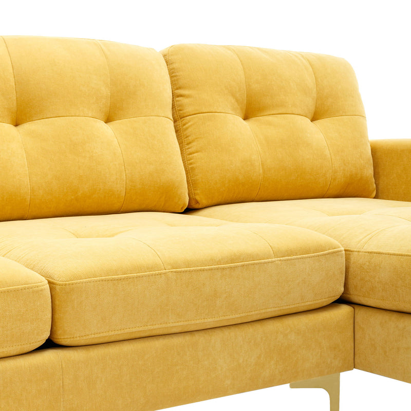 Modern L - Shape Convertible Sectional Sofa With Movable Ottoman