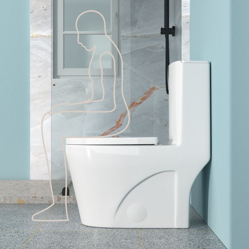 1 Piece Toilet For Bathroom, Dual Flush 1.24 / 1.6 Gpf, Soft Closing Seat - White