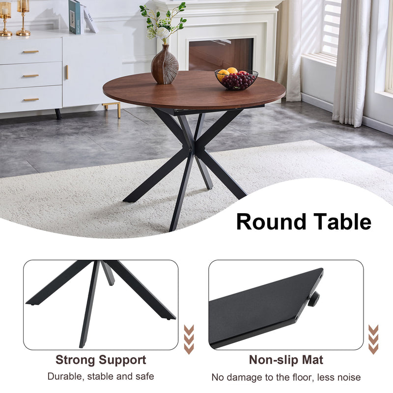Extendable Round Dining Table - Walnut