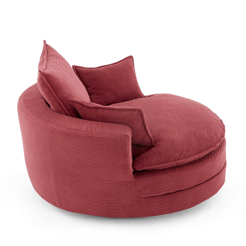 360° Swivel Accent Barrel Chair With Dual Layer Cushion And 3 Removable Pillows