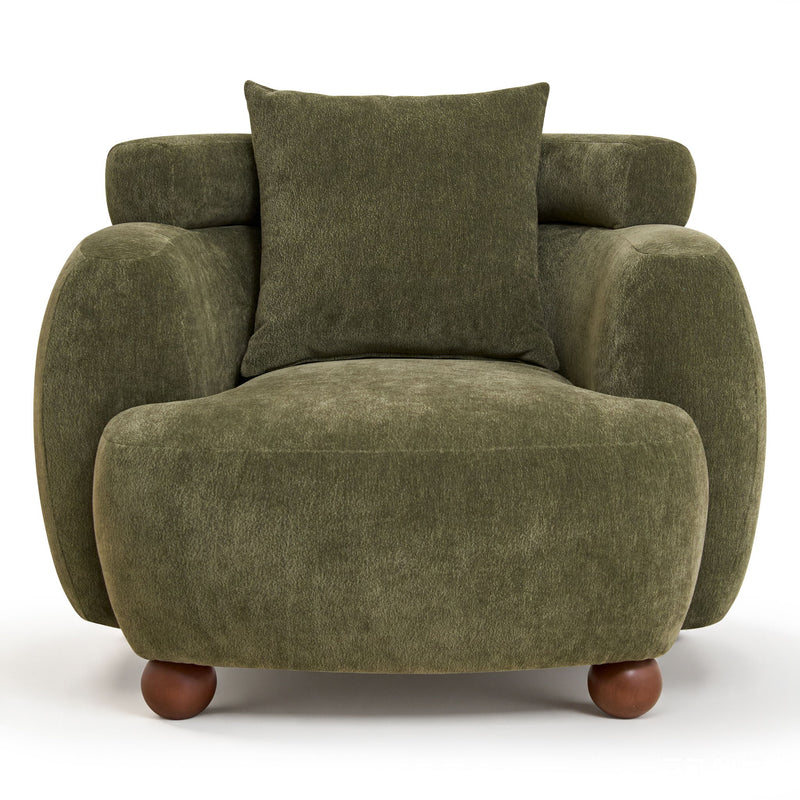 Clubchair, Bucket Chair, Decorative Sofa With Pillow, For Living Roon - Olive Green