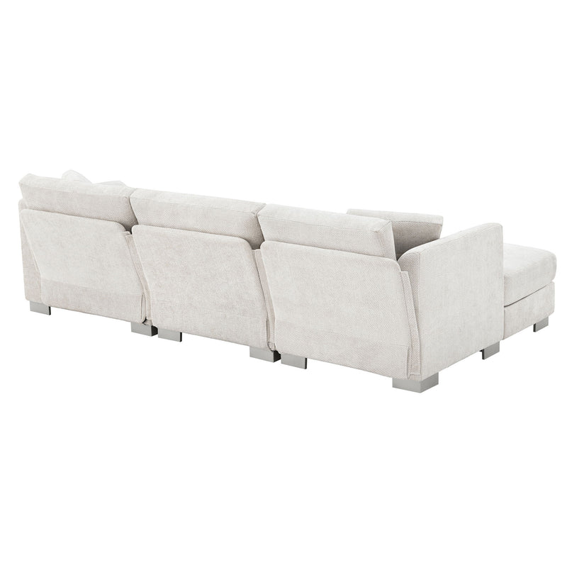 Modern Cloud Sectional Sofa L Shaped Luxury Couch Set With 2 Free Pillows 4 Seat With Oversized Chaise
