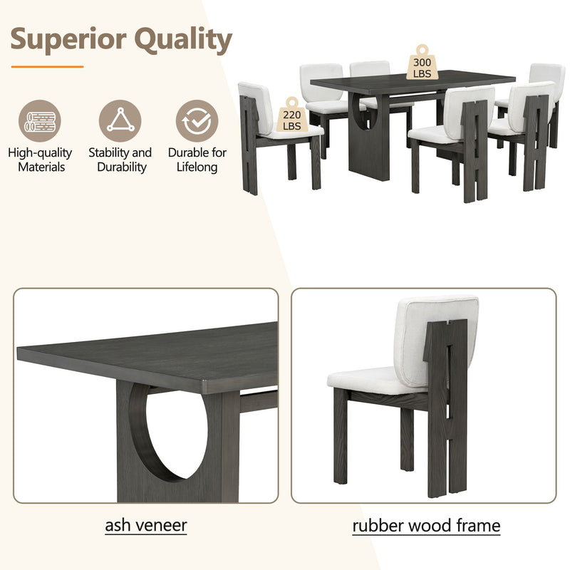 Dining Table Set For 6 With Upholstered Chairs