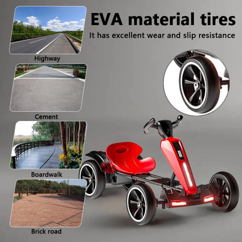 Electric Kids Pedal Go Kart With Adjustable Seat, Foldable Design