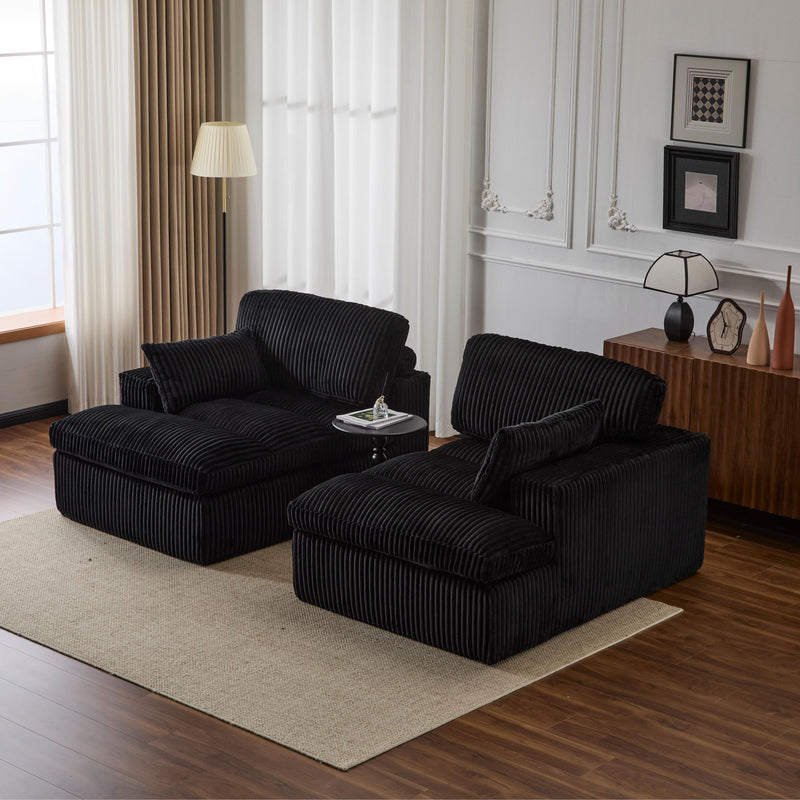 Double Chaise Lounge Chair, Oversized Upholstered Sleeper Cloud Couch