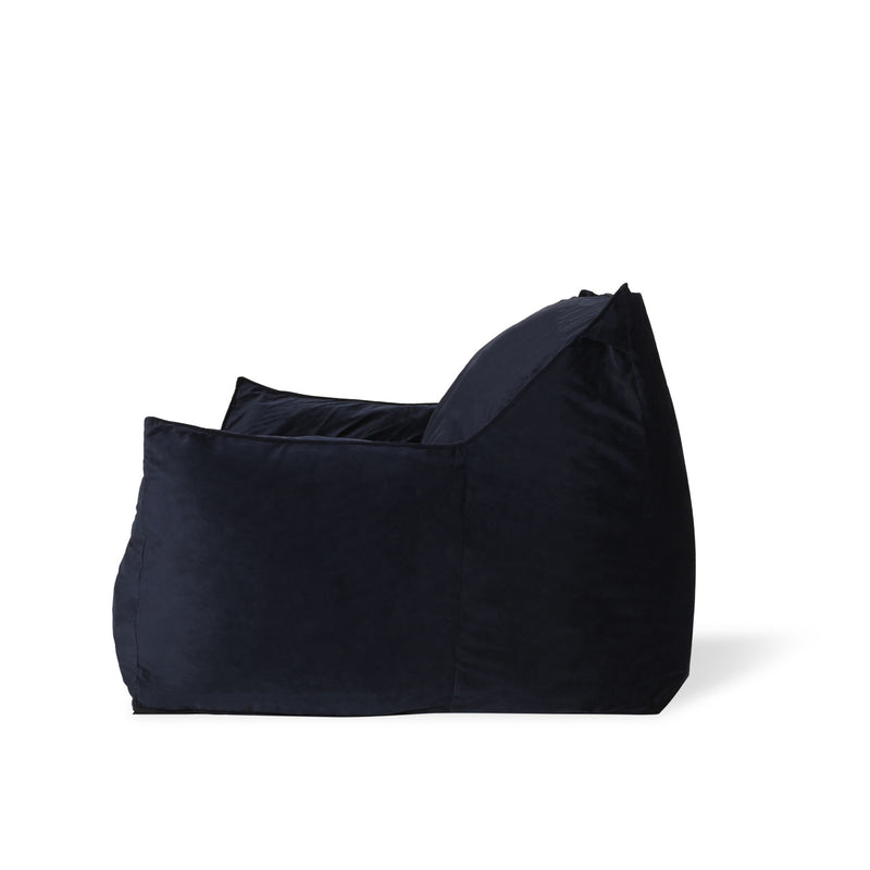Allea - Velveteen Bean Bag Chair With Armrests - Midnight Blue