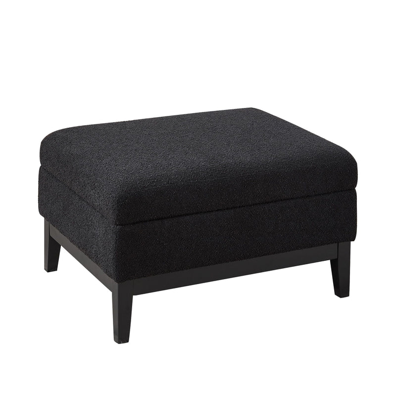 Upholstered Storage Ottoman With Reversible Lid Coffee Table With Rubberwood Legs