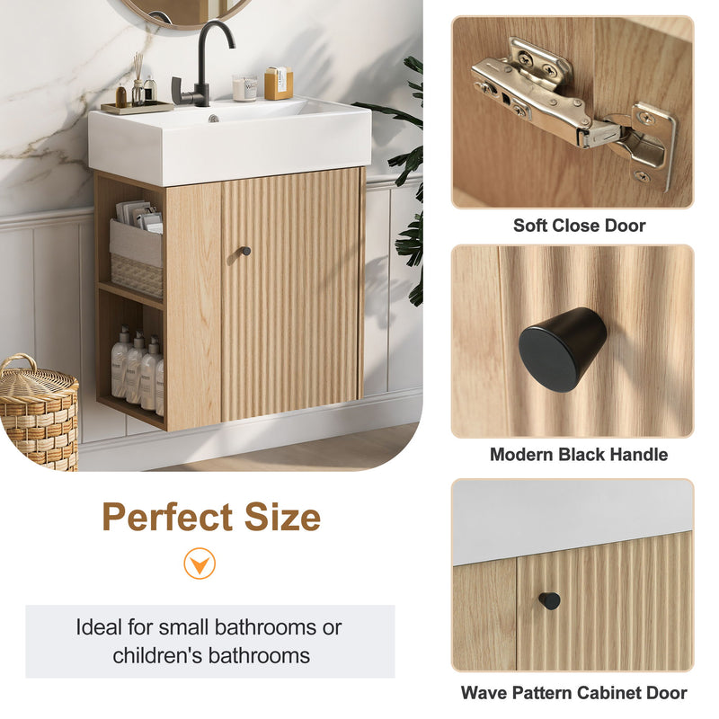 Modern Floating Bathroom Vanity With Ceramic Basin Perfect For Small Bathrooms