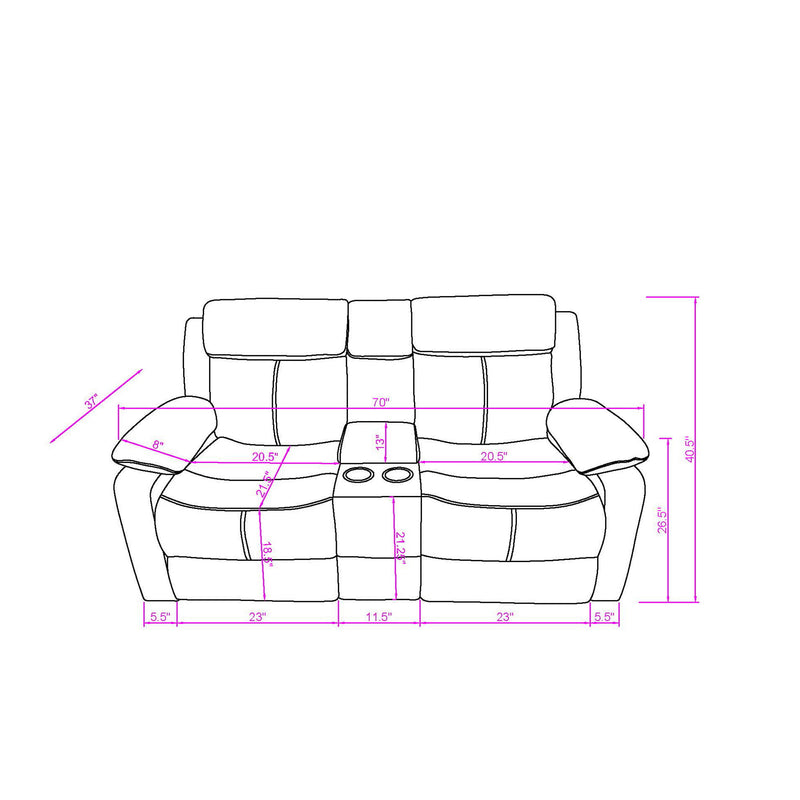 Blanche - Reclining Set With LED Lights, Speaker