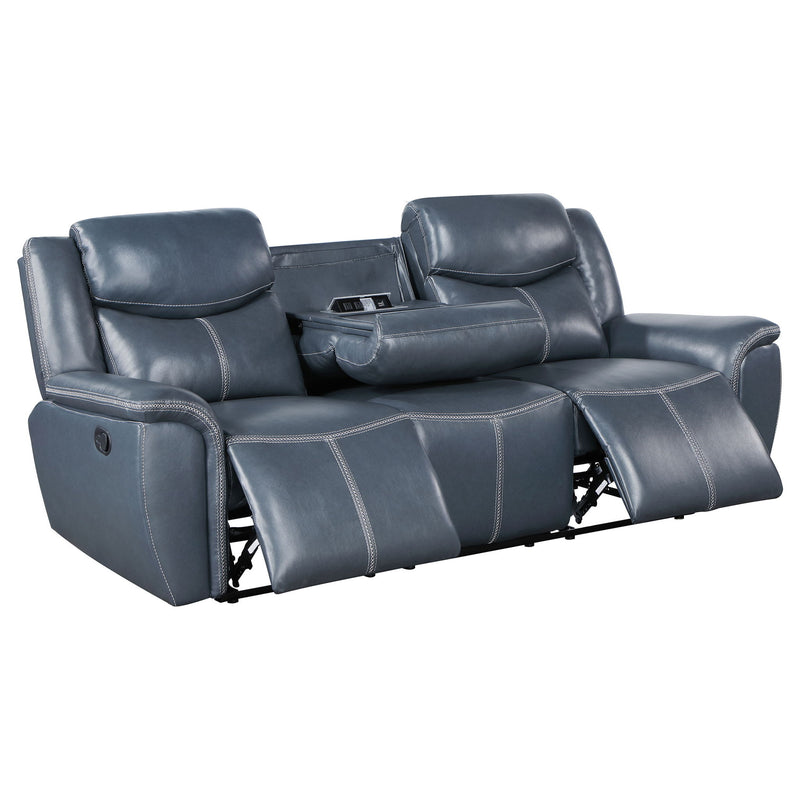 Stanwicke - 2 Piece Motion Reclining Sofa Set With Contrast Stitching - Blue