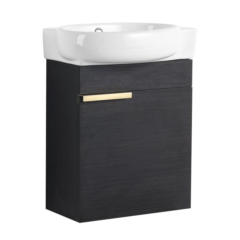 Soft Close Doors Bathroom Vanity With Sink, Compact Wall Mounted Design Basin