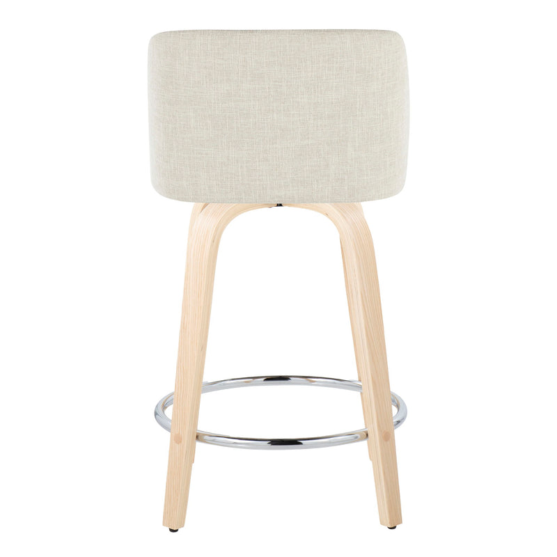 Toriano - Contemporary Fixed Height Counter Stool Swivel With Round Footrest (Set of 2)