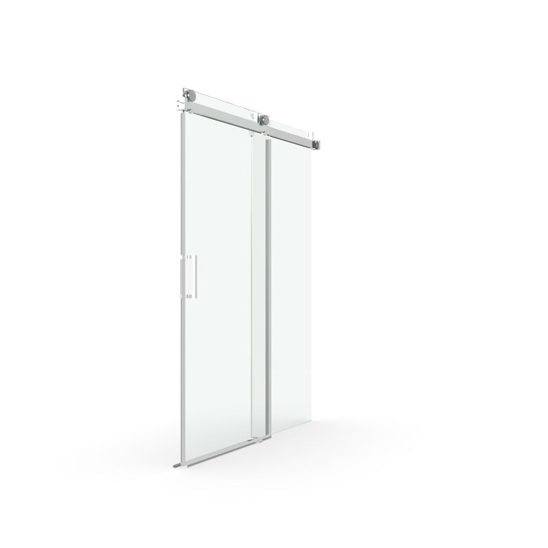 Frameless Soft Closing Shower Door, 1 / 4" (6Mm) Tempered Glass Single Sliding With Explosion Proof Coating - Chrome