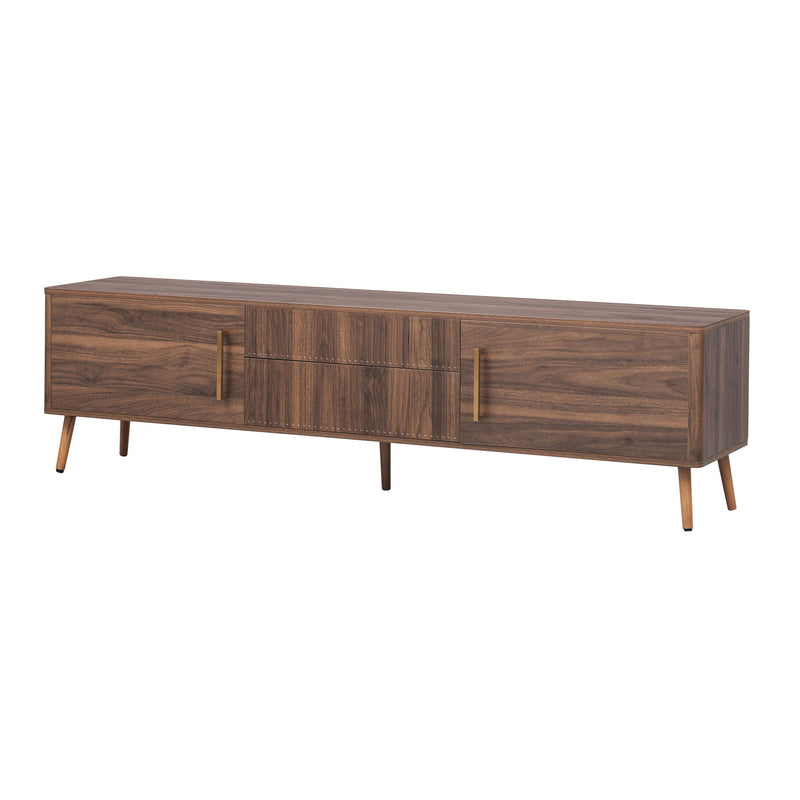 TV Stand With 2 Drawers, Media Console Table For TVs Up To 80'' For Living Room - Walnut