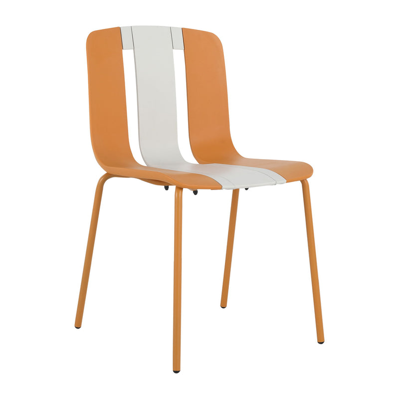 4 Piece Set Of Modern Striped Single Chairs With Folding Square Table