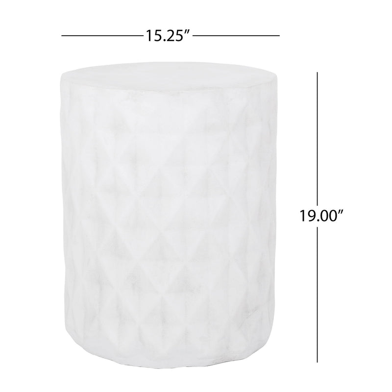 Outdoor Lightweight Concrete, Side Table - Antique White