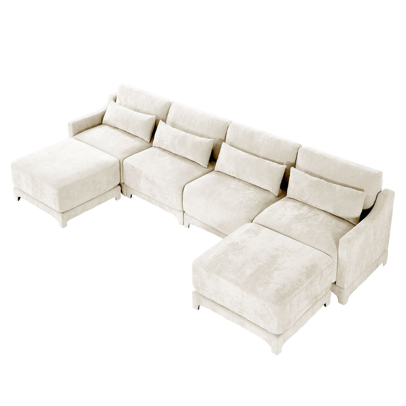 Stylish Sofa With Ottoman And Lumbar Pillows, Ergonomic Design