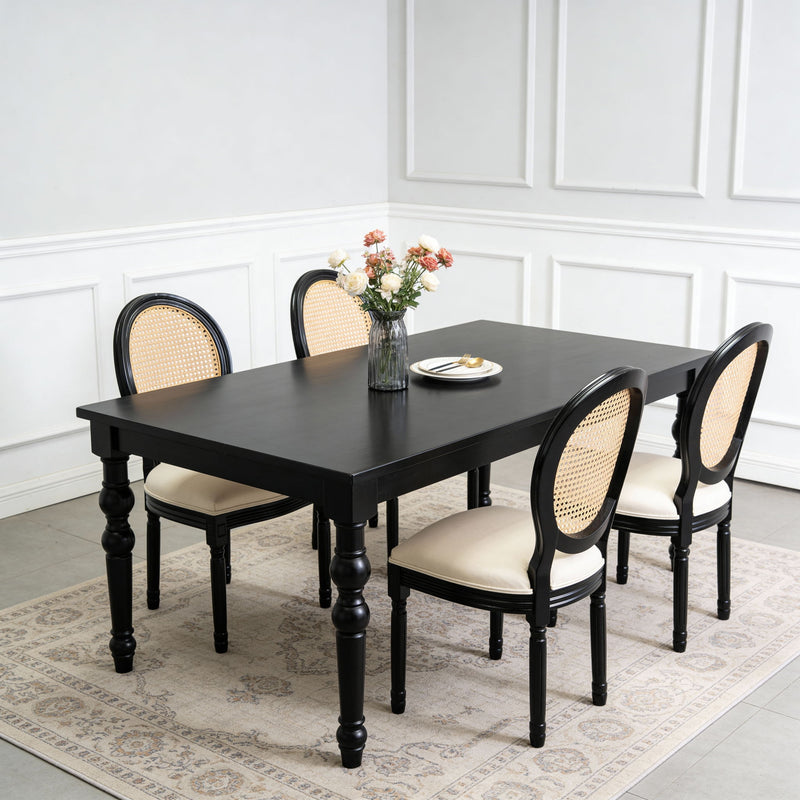 Dining Chairs, Upholstered With Round Back (Set of 2) - Black