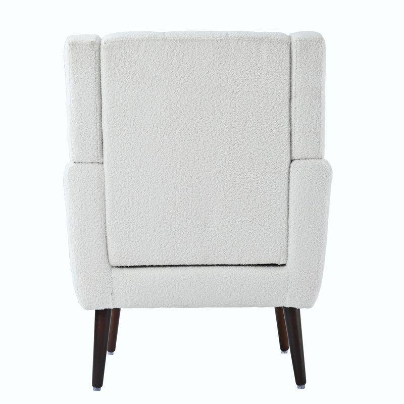 Modern Accent Chair, Arm Chairs For Living Room, Upholstered Mordern Armchair, Comfy Soft Padded Lounge Chair In Small Space, Bedroom, With Pillow, Solid Wood Leg