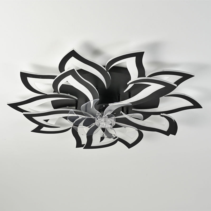 Ceiling Fan With Remote Control And Lights, 6 Speeds, 3 Color Temperatures, Low Profile Flush Mount