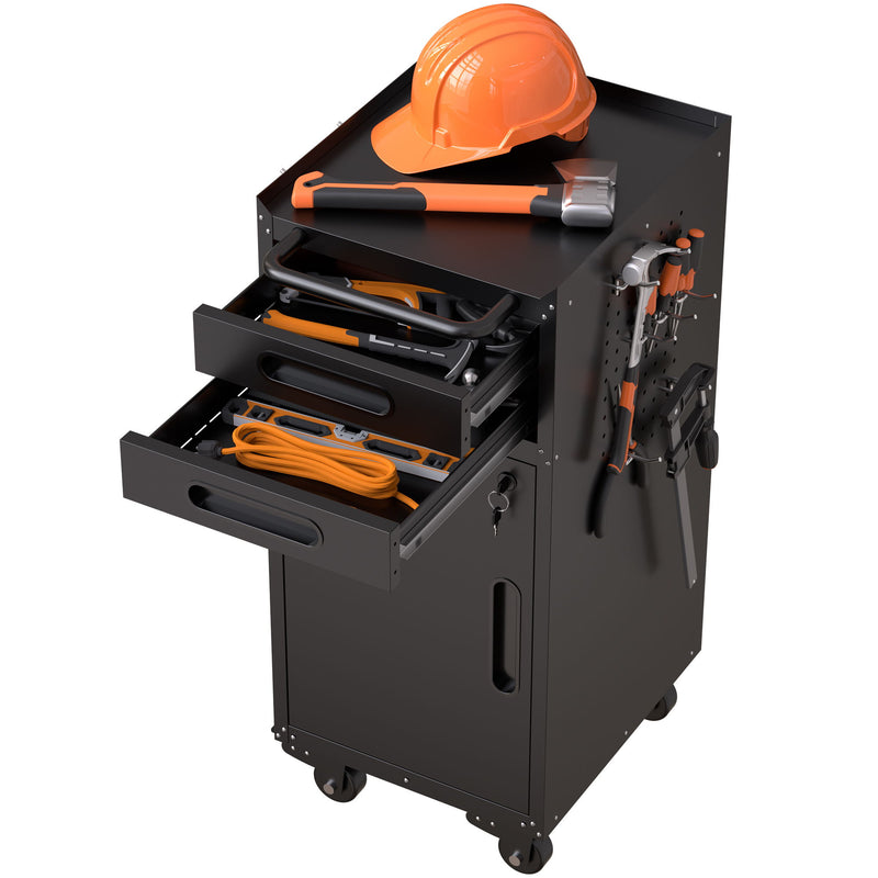 Rolling Tool Cabinet Heavy Duty Garage Storage With Lockable Doors & Drawers