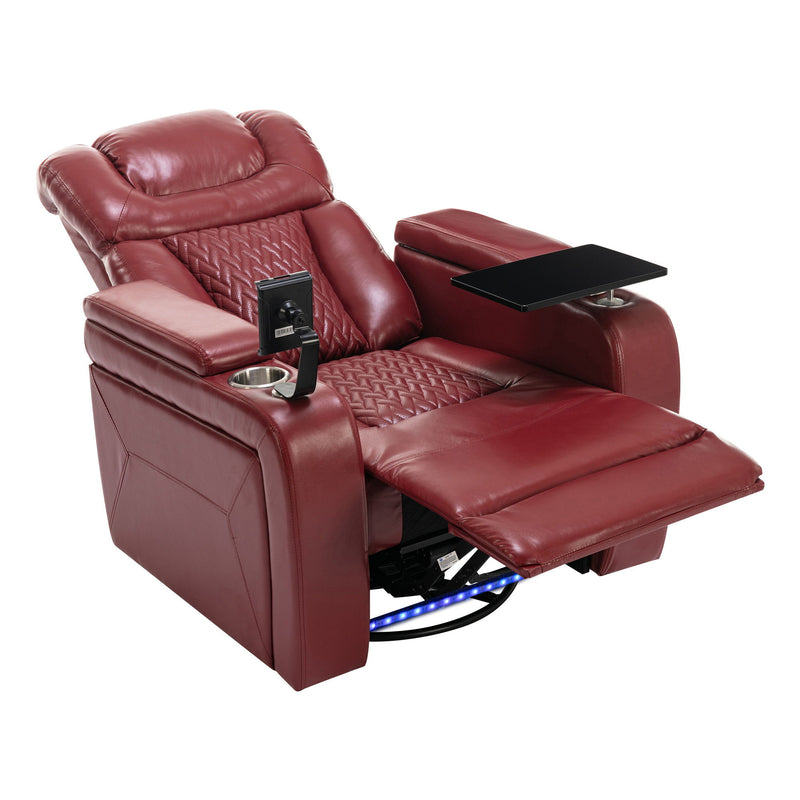 270 Degree Swivel Power Recliner With Tray Table, Phone Holder, Cup Holder, USB Port