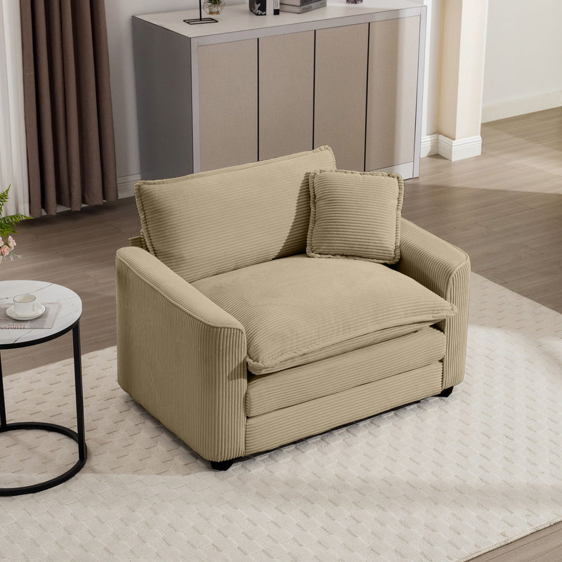 Modern Classic Fabric Single Chair Deep Seat Sofa With Pillow