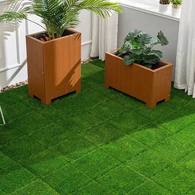 Artificial Lawn Interlocking Grass Tiles For Patio (Set of 36) - Green
