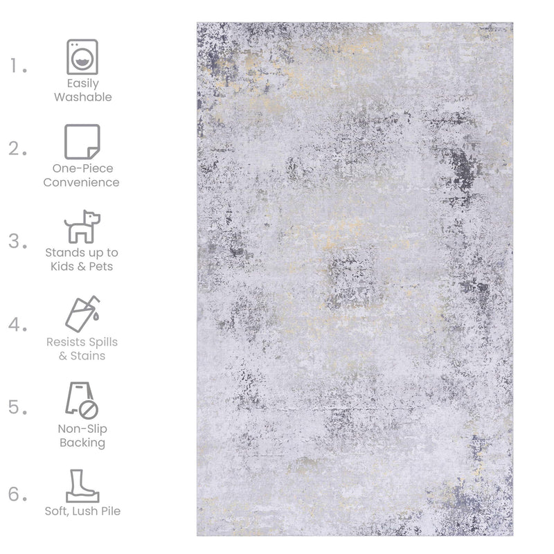 Maval - 8' X 10' Area Rug Washable - Gray