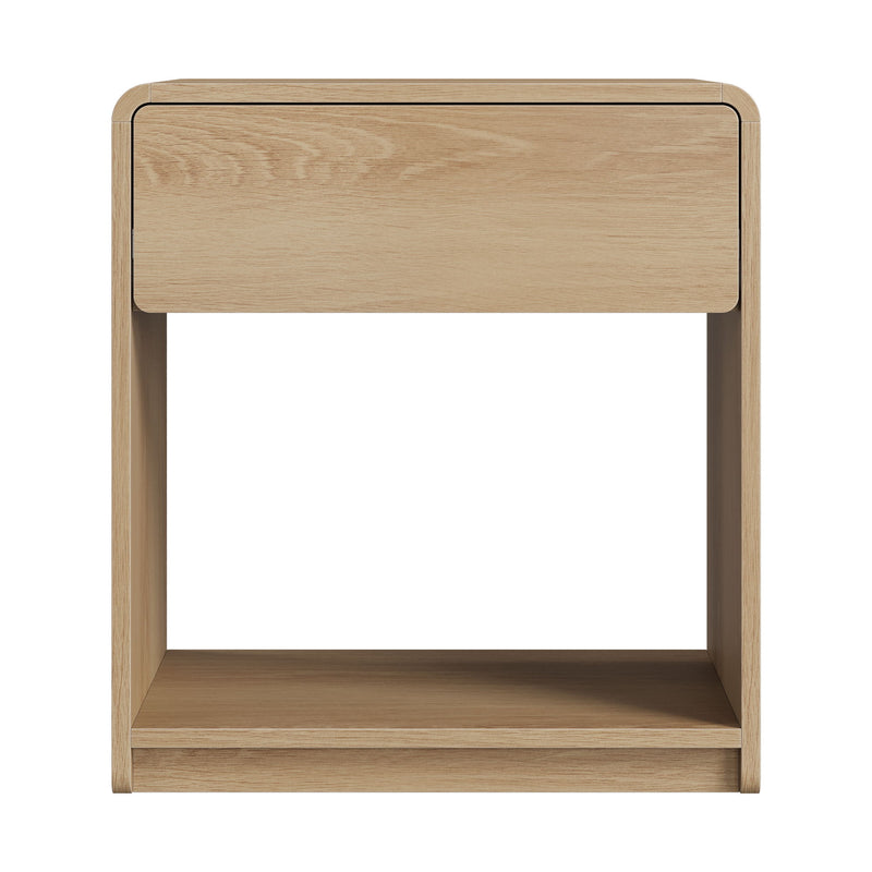 Bedside Table With Storage Drawers And Open Shelves (Set of 2) - Oak