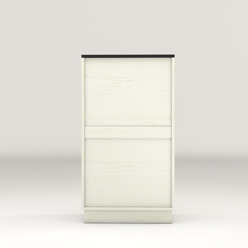Tilt Out Trash Can Cabinet With Wave Textured Drawer & Pull Out Bin