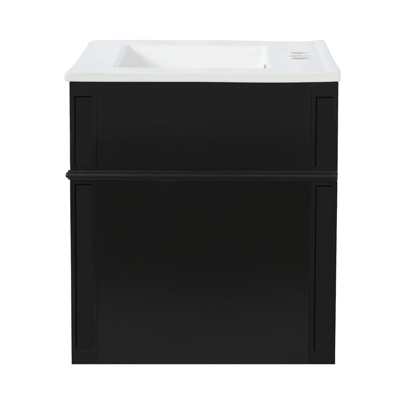 Wall Mounted Bathroom Vanity With Tip Out Drawer And Open Back Design