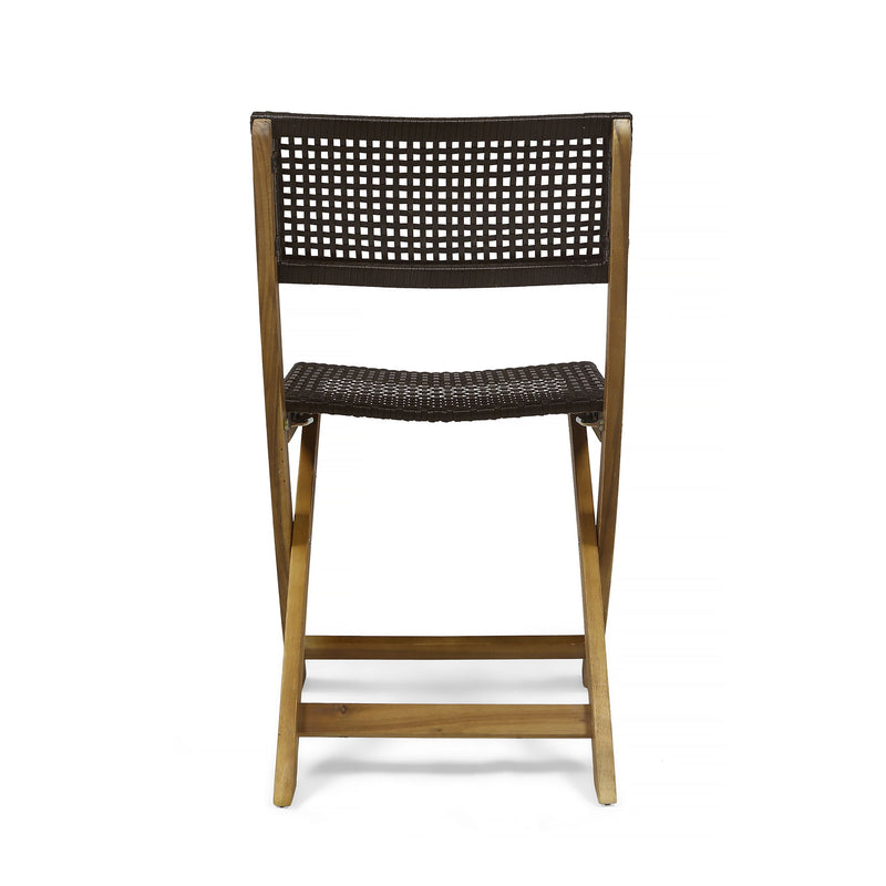 Bistro Foldable Chair With Wicker Backrest