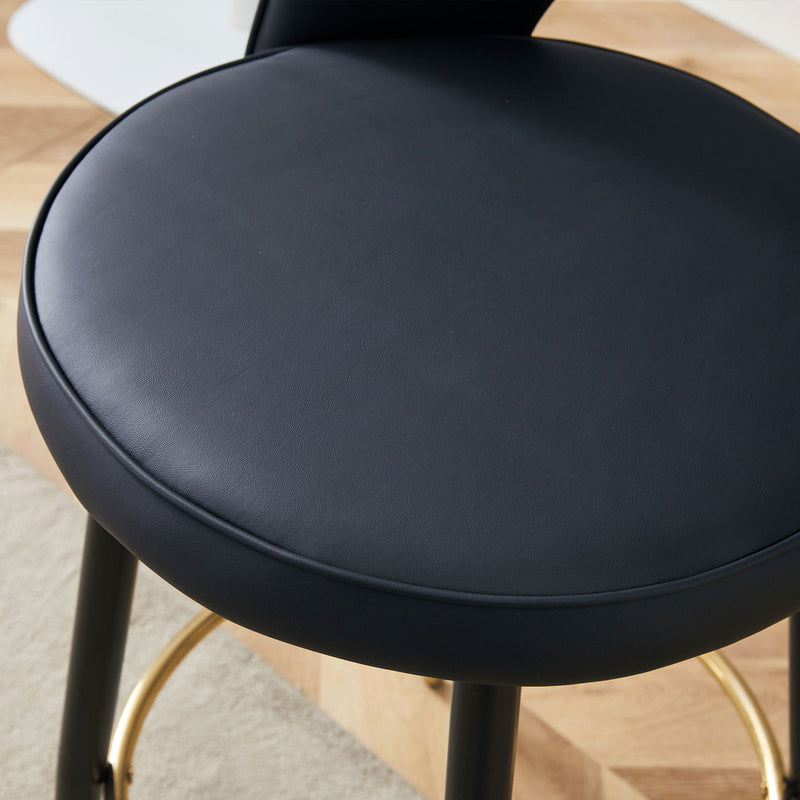 Modern Upholstered 360° Rotatable Bar Chair With Metal Legs For Dining Room (Set of 2)