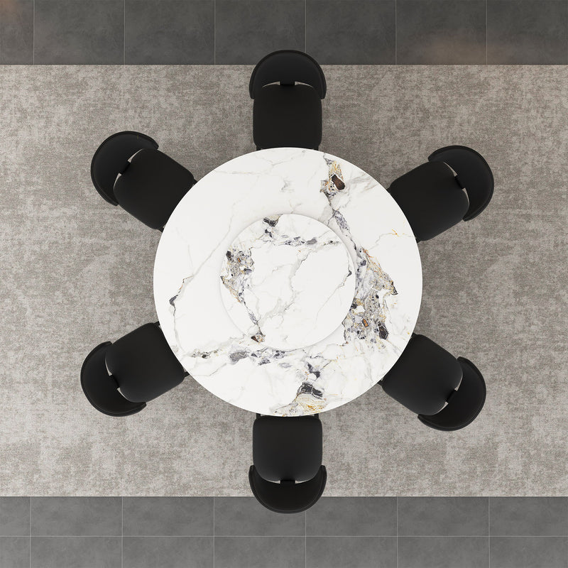 Round Dining Table & 6 Chairs Set - Silver