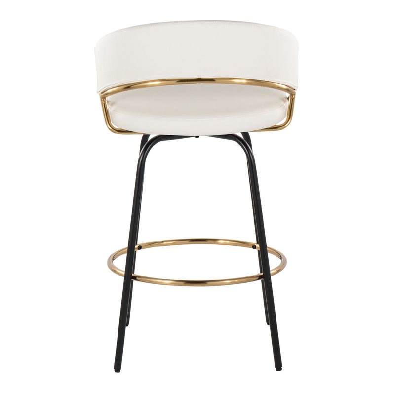 Jie - Fixed Height Contemporary Counter Stool With Swivel Round Footrest (Set of 2)