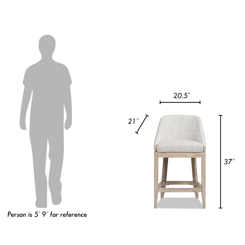 Newport - Coastal Curved Back Upholstered Counter Stool - Gray