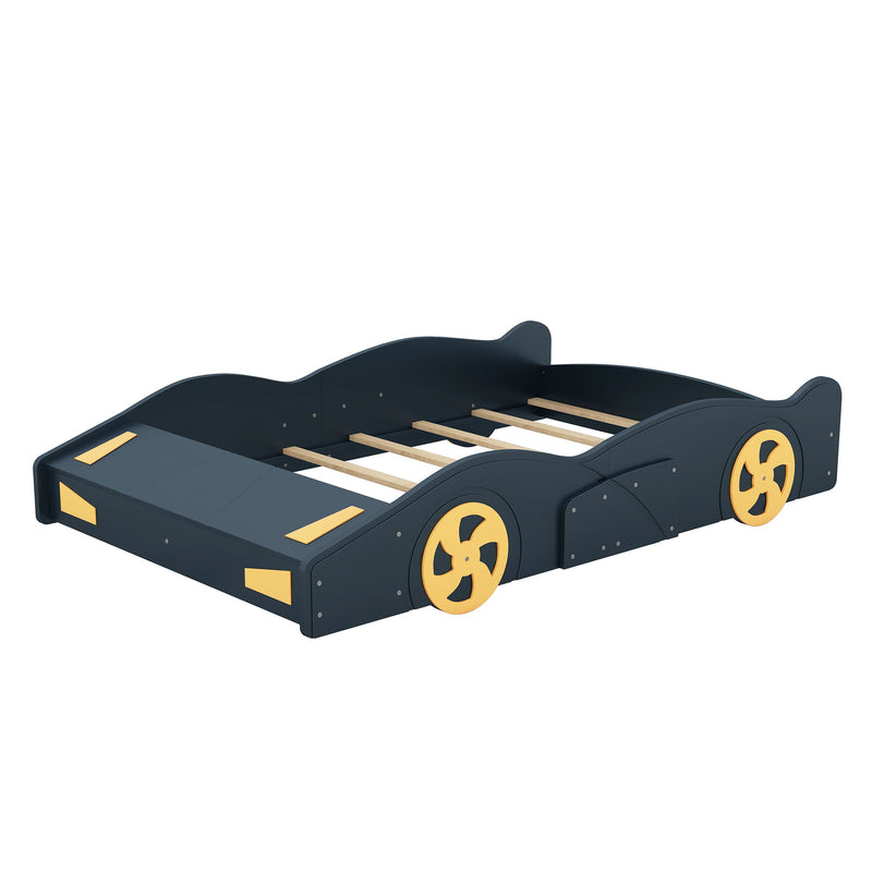 Race Car Shaped Platform Bed With Wheels And Storage