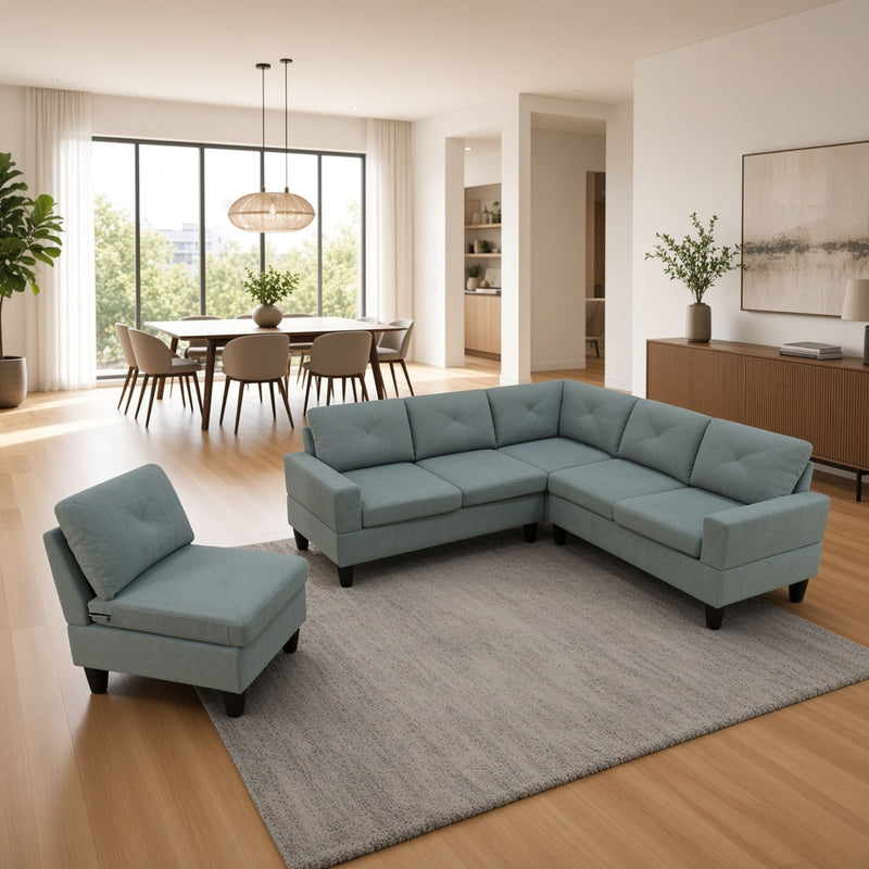 Modular L - Shaped Sectional Sofa 6 Seater 4 Piece Couch With Chaise