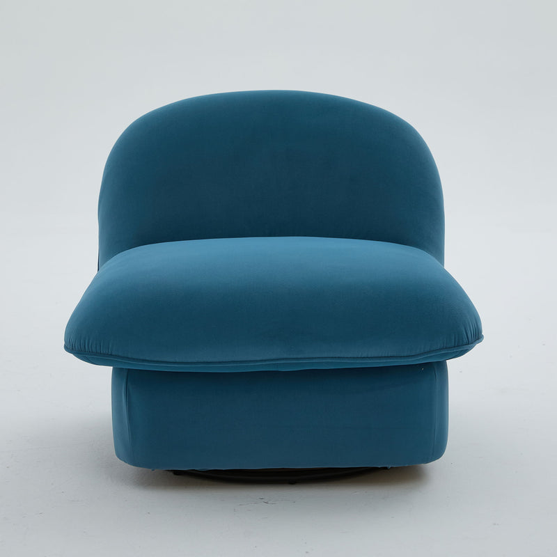 Pumpkin Shaped Swivel Accent Chair, 360 Degree Rotation For Living Room