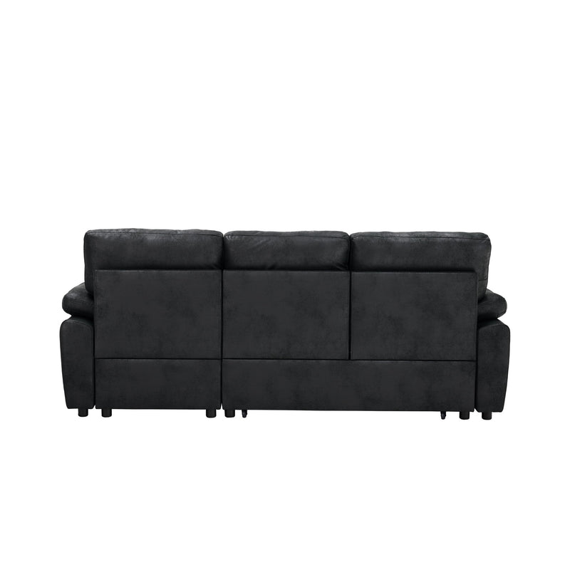 Convertible L - Sectional Sofa Bed With Storage Chaise And Padded Armrests