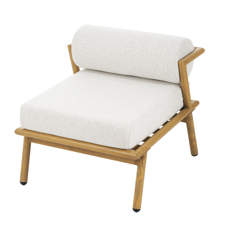 La Fiora - Outdoor Patio Iron Club Chair (Set of 2) - Off White / Teak