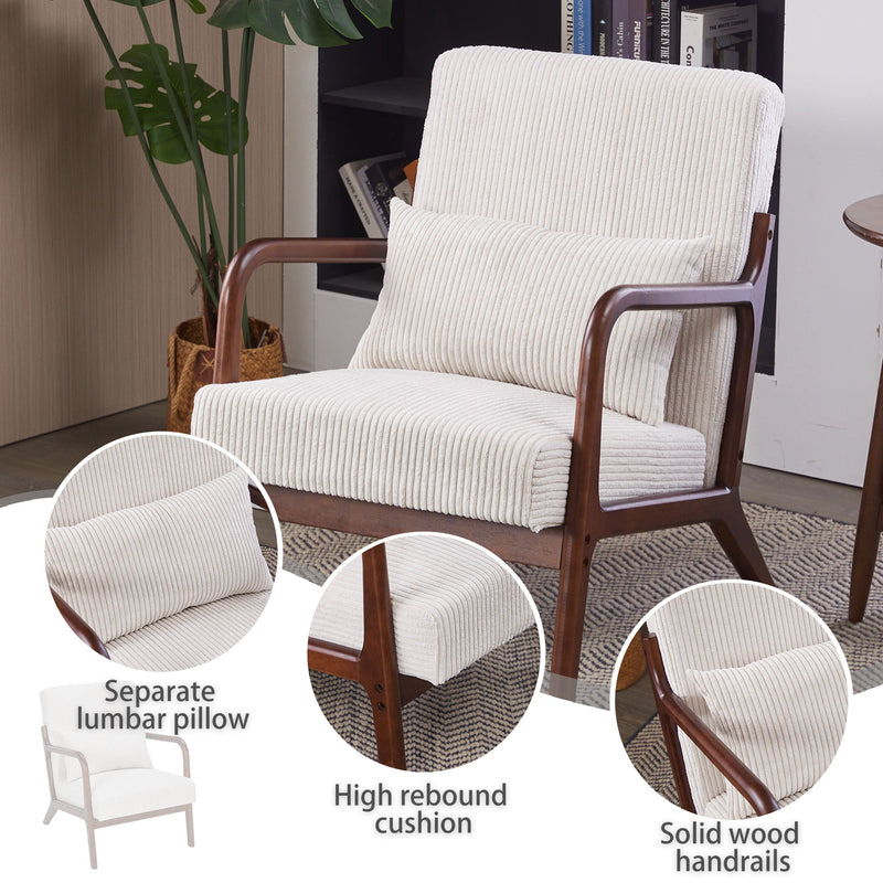 Accent Chair With Pillow And Wood Frame