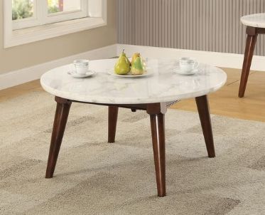 Gasha - Coffee Table - White Marble / Walnut