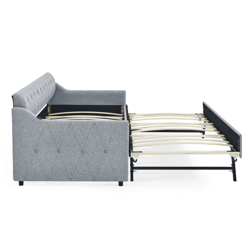 Size Upholstered Daybed With Trundle And USB Charging Armrest